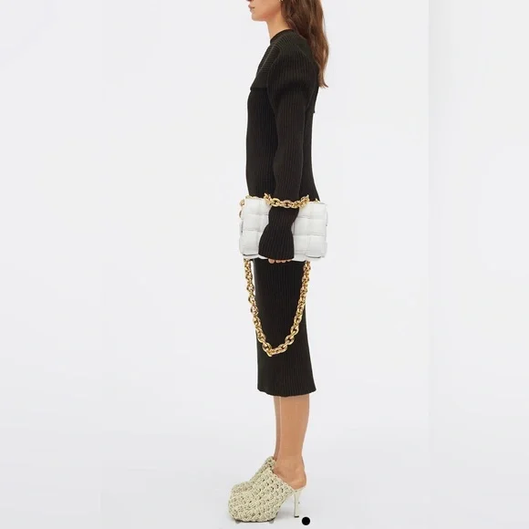 Bottega Veneta Chain Cassette Padded Intrecciato Crossbody Bag - White/Gold - Picture 13 of 14